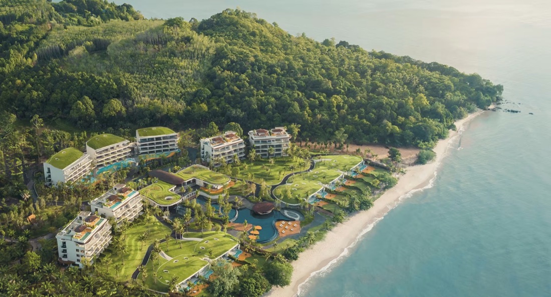 Anantara Koh Yao Yai from the air, Phang Nga Bay